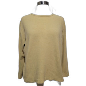 Sonoma Women's Pale Yellow Crew Neck Waffle Knit T-Shirt Top Size Petite Large
